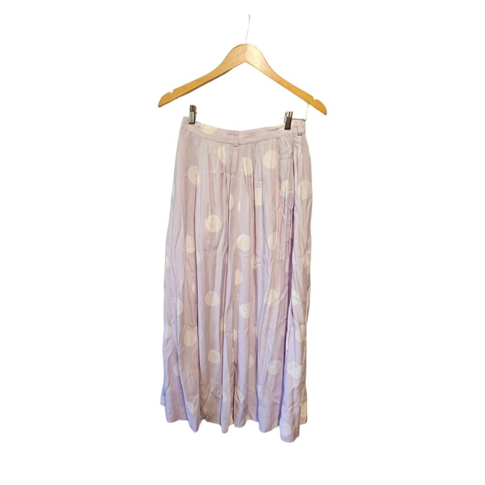 Vintage Maxi Skirt Lavender White Sock Hop Polka Dot Size 8 Pleated